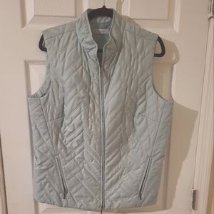 JH Collectibles Women's XL Vest Mint Green Quilted Full Zip Sleeveless zippered